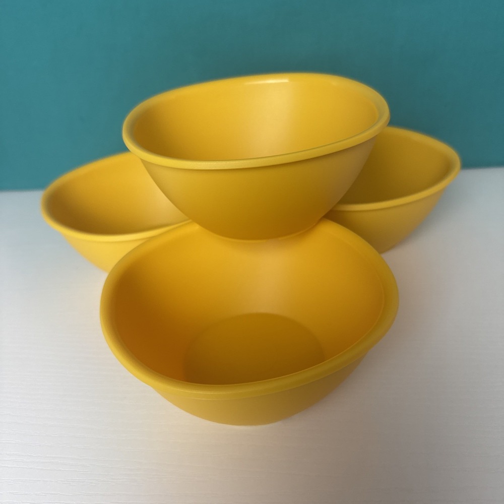 Tupperware Legacy Pinch Cereal Bowls 400ml Set Of 4 Yellow New Sale